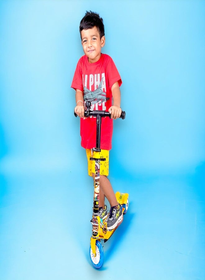 SPEEDFOX Street Rider Metal Kick Scooter for Kids of Ages 6-13 Years | 2 Wheel Scooter, Foldable Design, 3 Adjustable Height Option with Rear Braking | Max User Weight 50kg (Smarty, Yellow) - Image 1